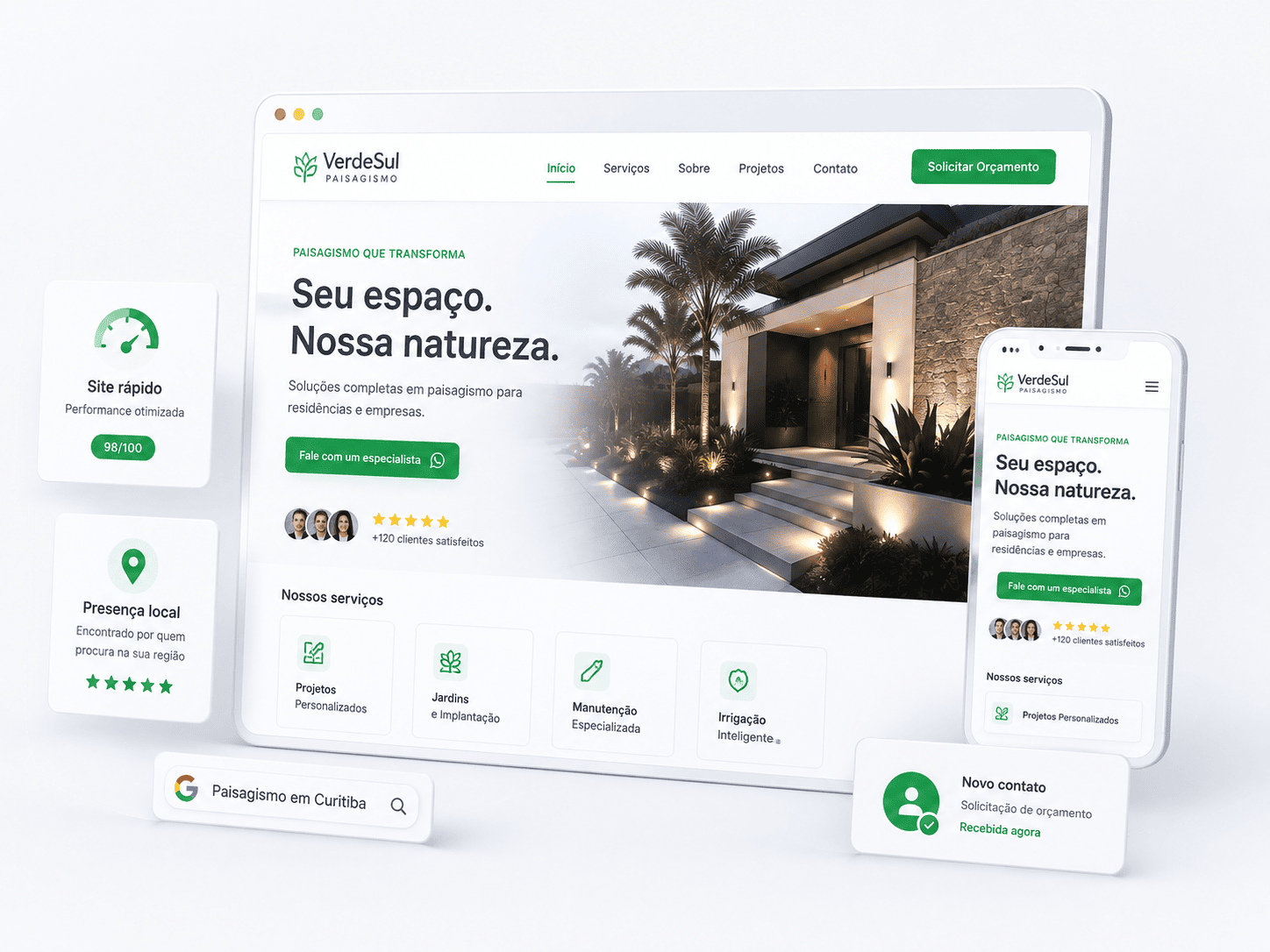 Demonstração visual de um site profissional para empresa local